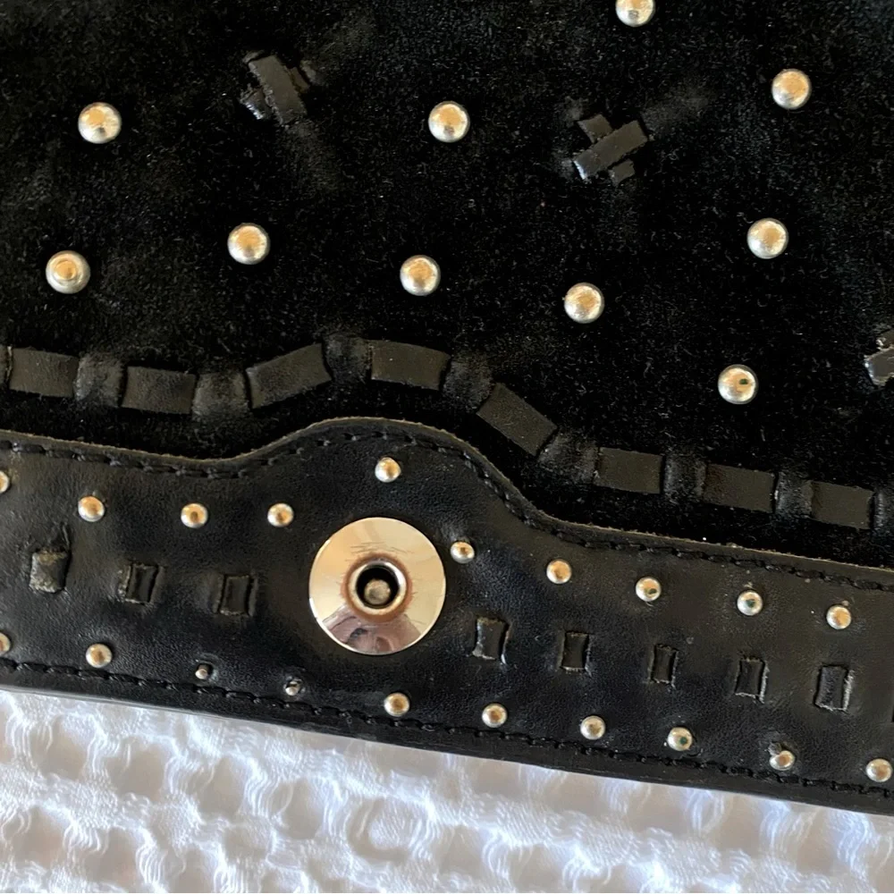 Zara black suede studded crossbody chain bag - Picture 5 of 5